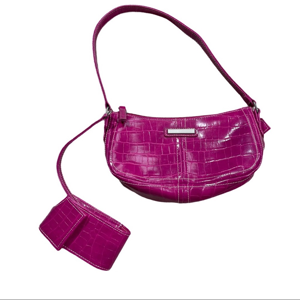 Y2K Purse Pink Crocodile Shoulder Bag 90s Chic Vintage